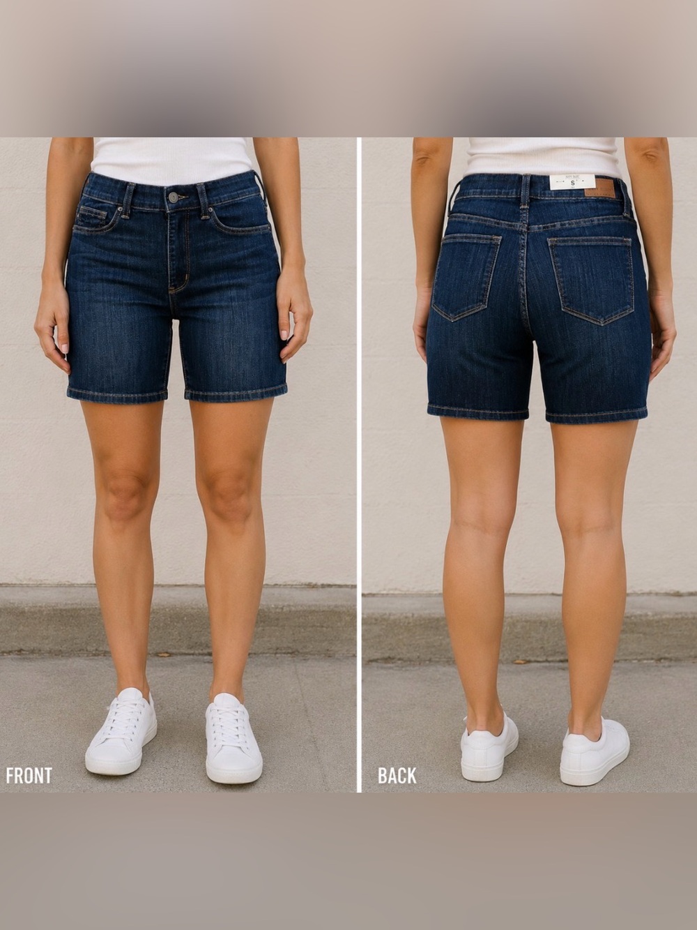 Judy Blue High Waist Bermuda Shorts Women Small NWT Dark Wash Stretch Denim